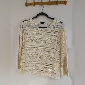 Theory Women's Ivory Crochet Sweater